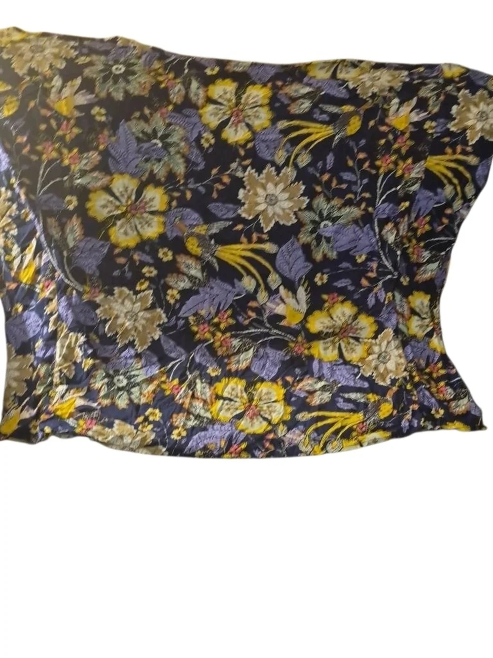 Anthropologie Navy Floral Swim Coverup with Yellow and Lavender Accents(527)